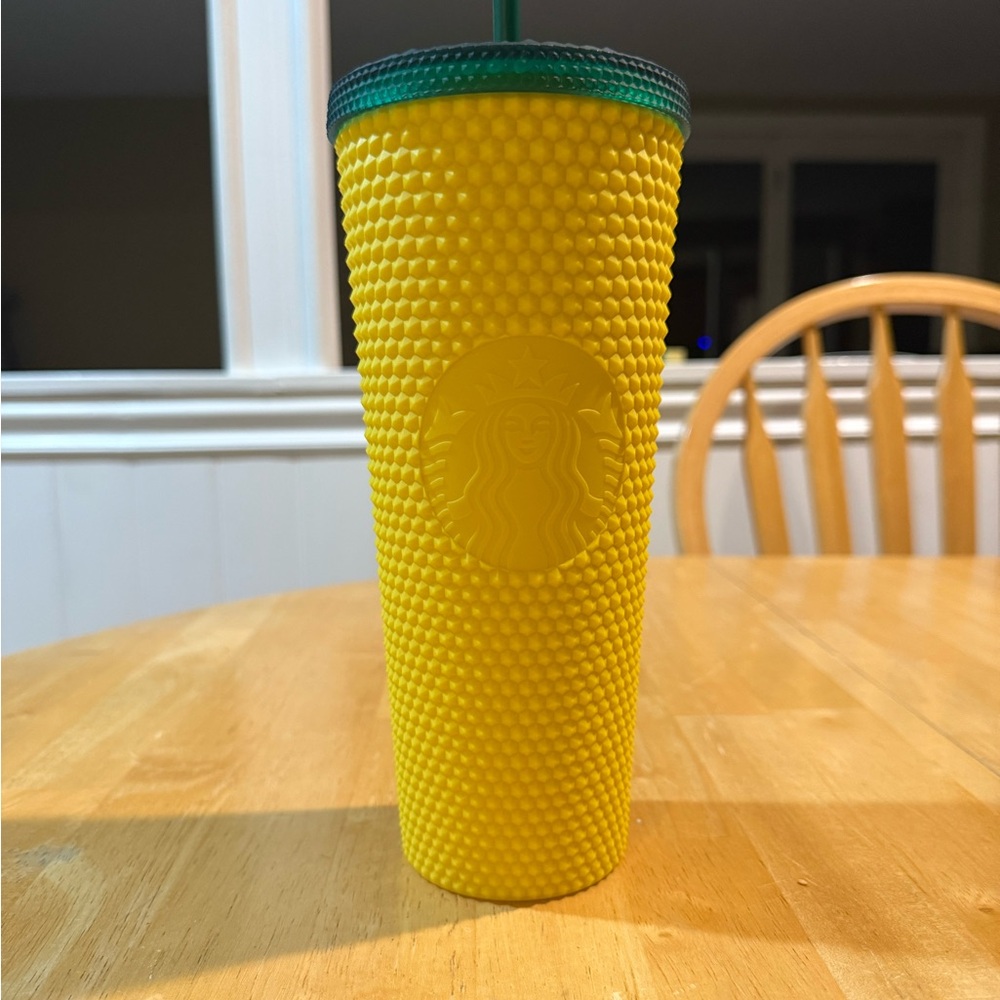 Starbucks Vibrant Yellow Tumbler with Green Lid